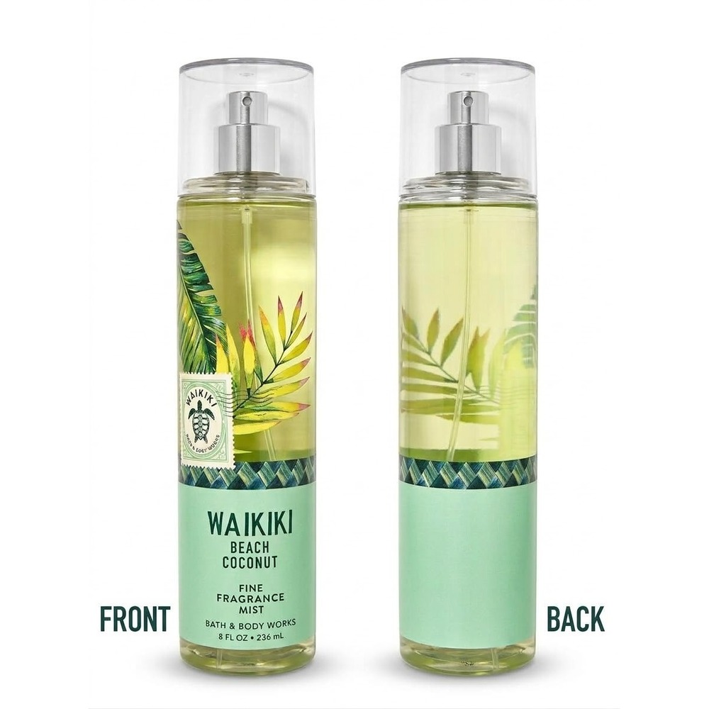 Bath & Body Works Waikiki Beach Coconut Fine Fragrance Mist 8 oz Retired Turtle